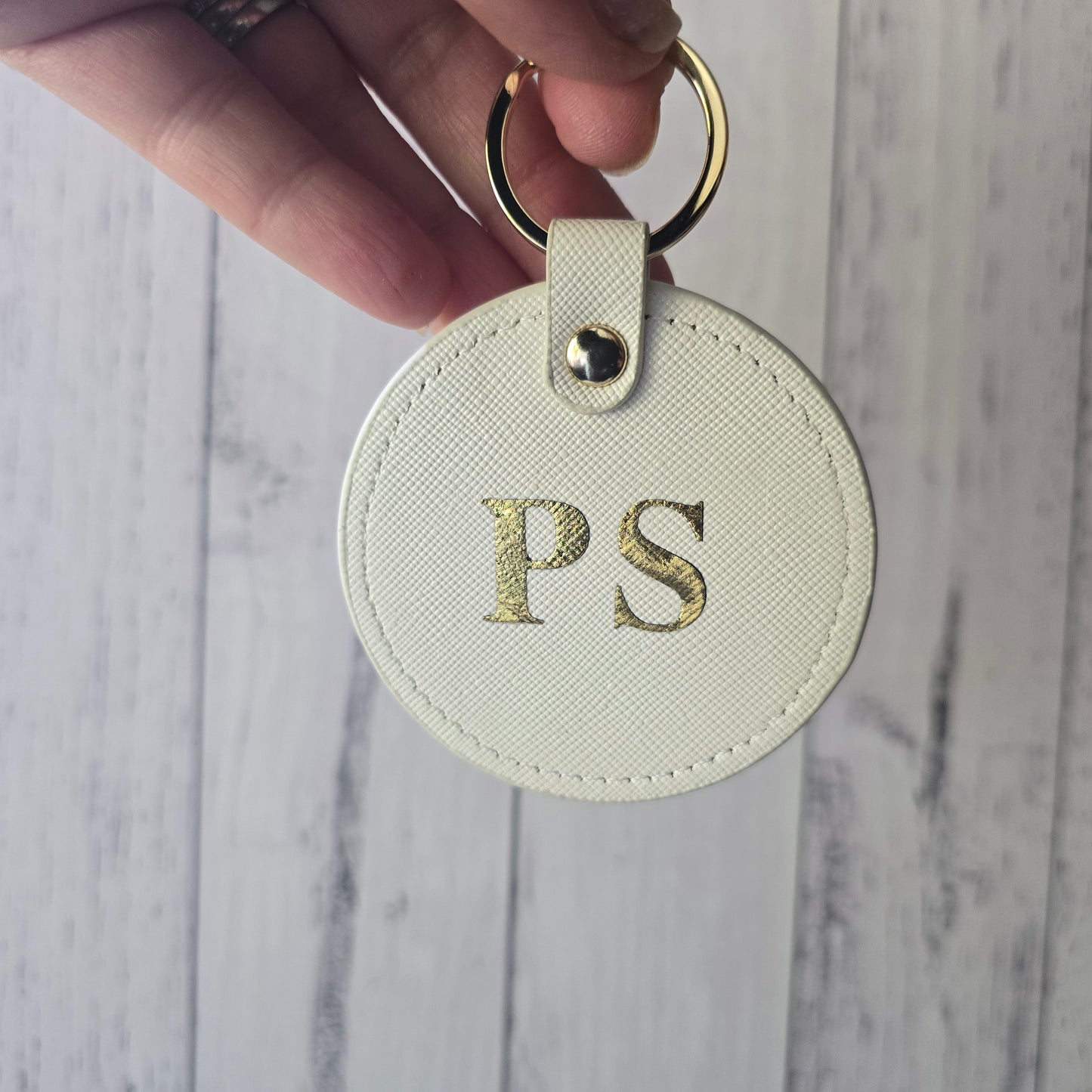 Round Faux Leather Keyring