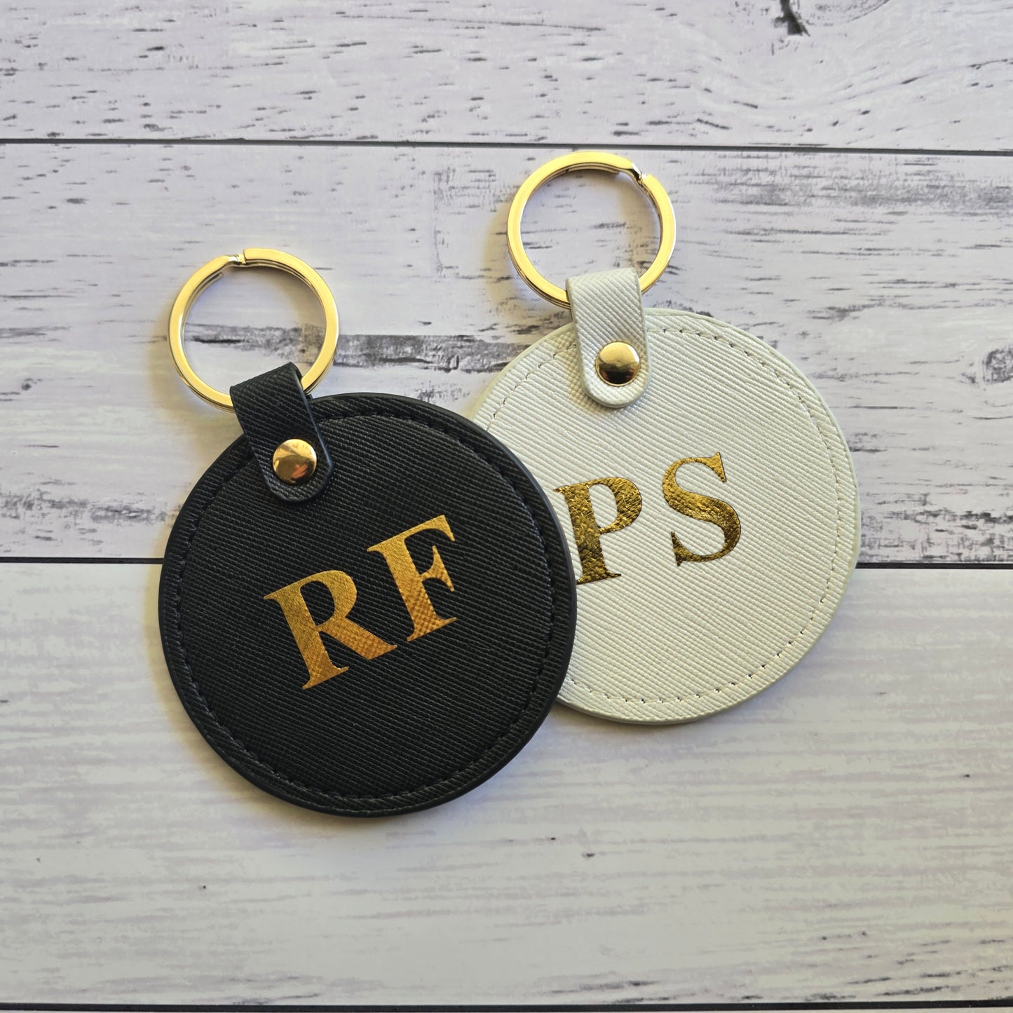 Round Faux Leather Keyring