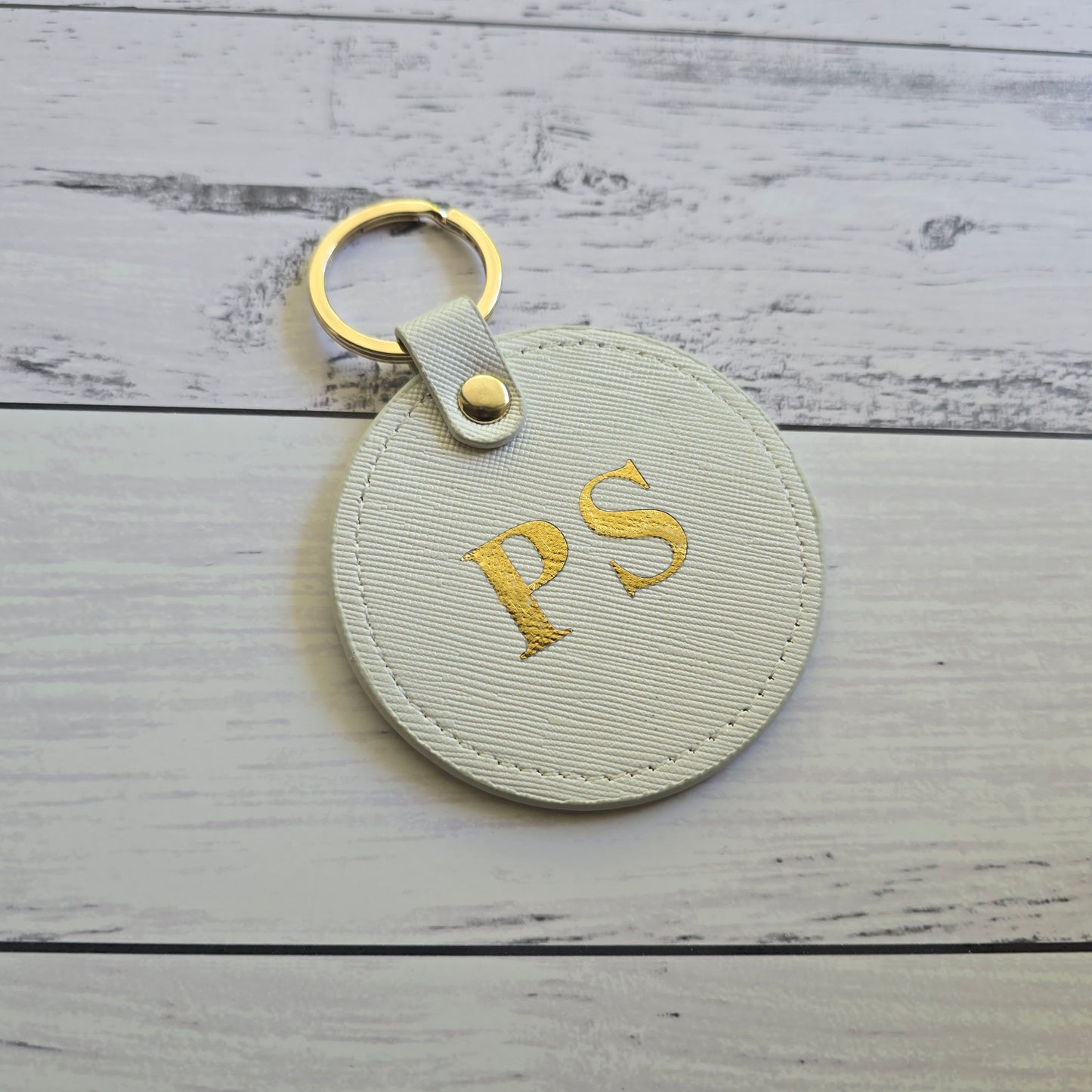Round Faux Leather Keyring