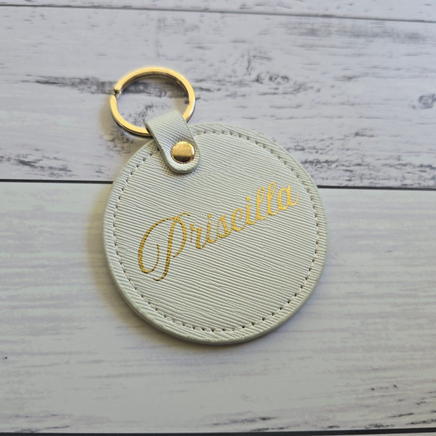 Round Faux Leather Keyring