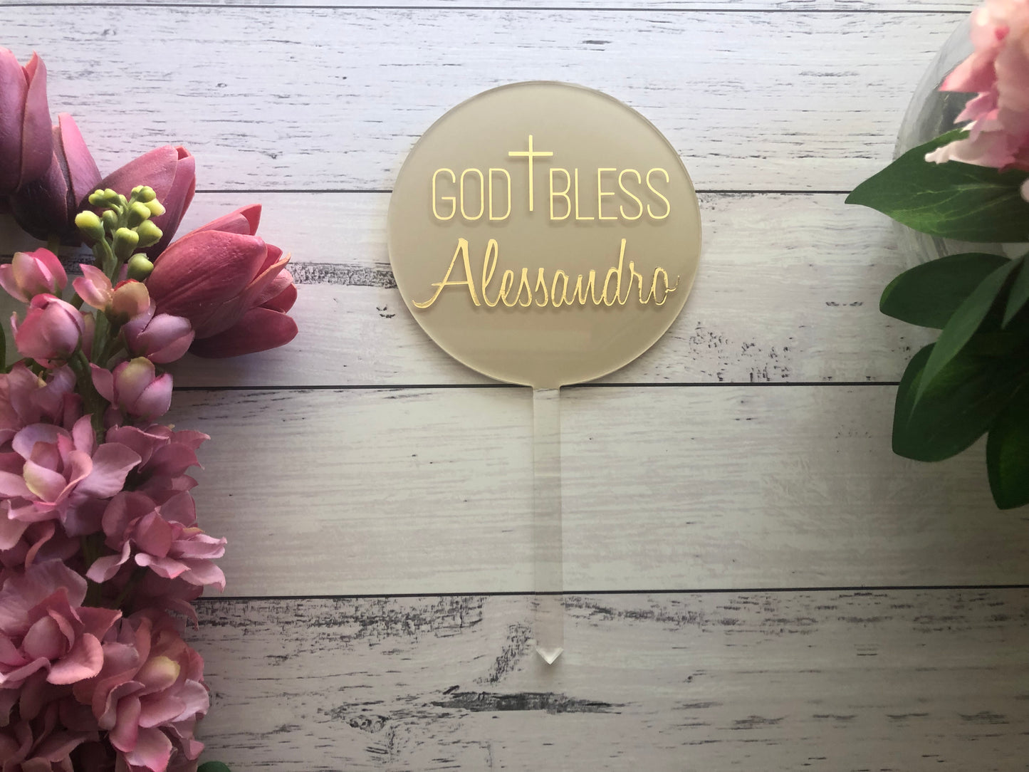 Cake Topper - Personalised God Bless