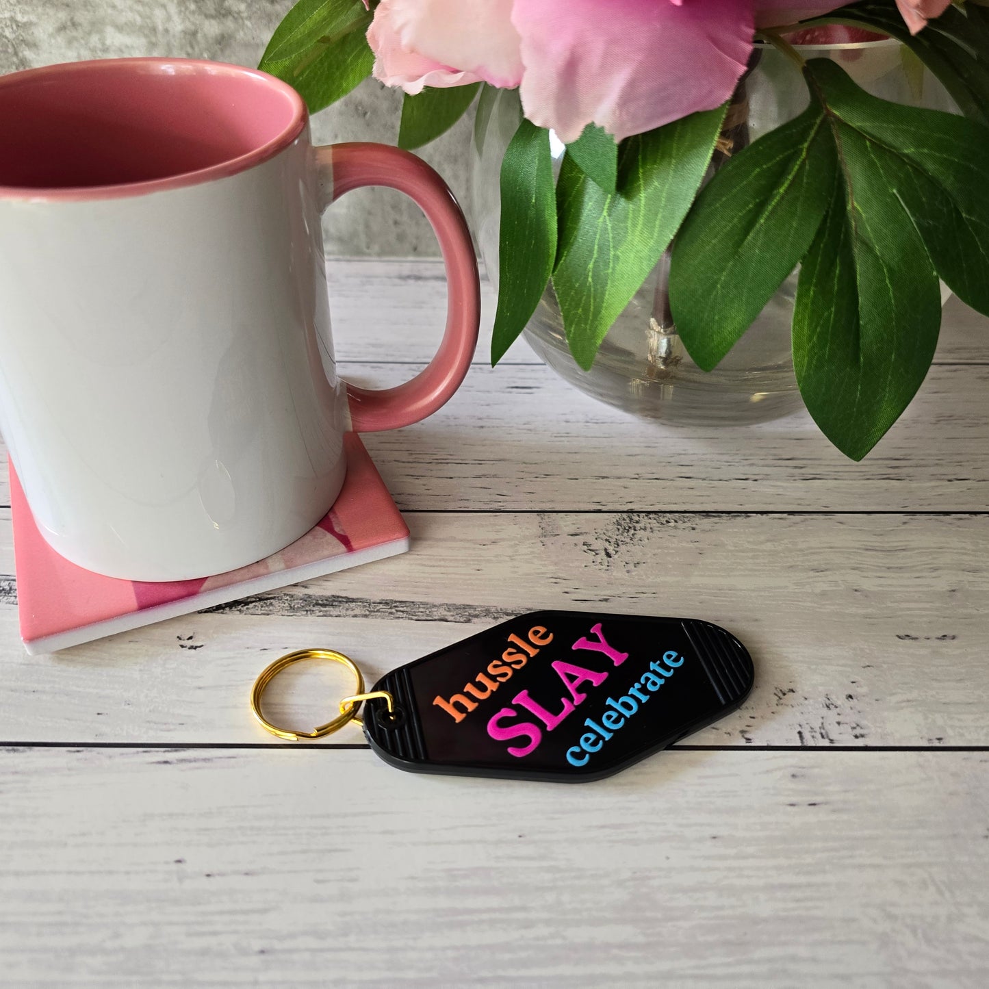 Motel Keychain - Hussle, Slay, Celebrate
