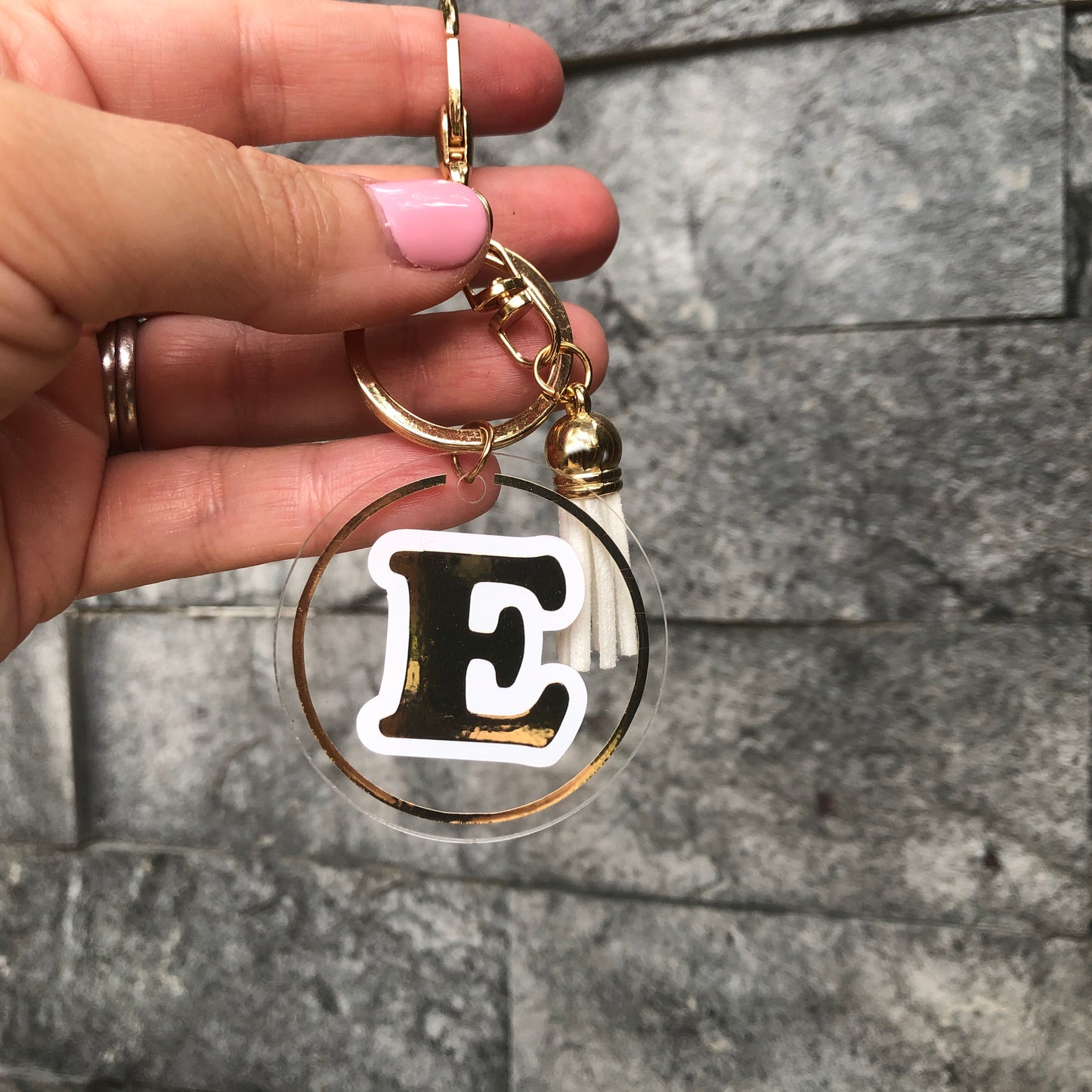Round Acrylic Keyring with Tassel