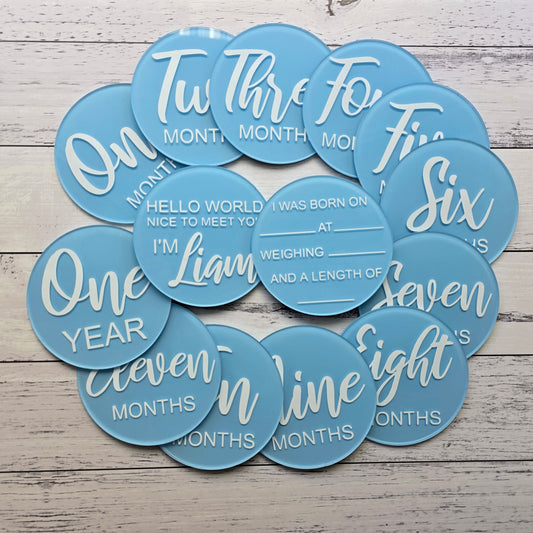 Acrylic Baby Milestone Discs - Hello World