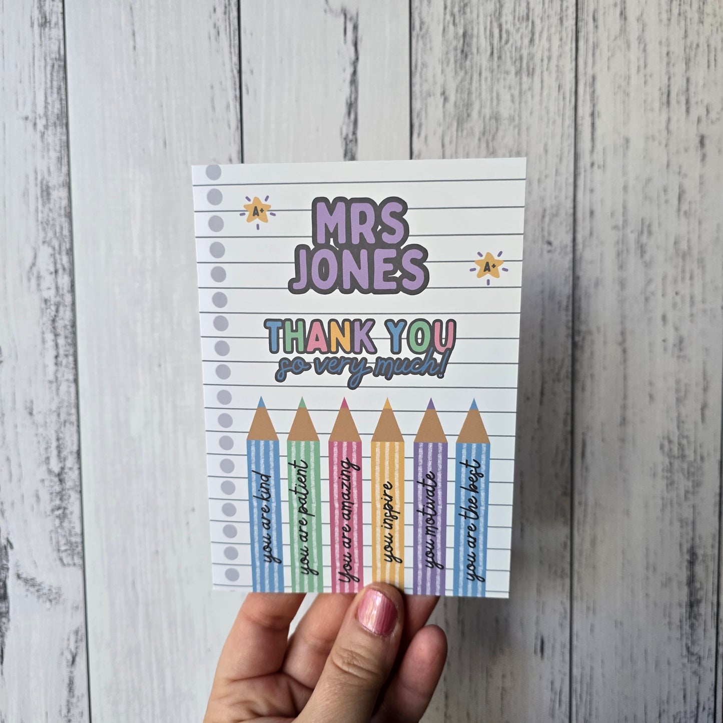 A6 Greeting Card - Thank You Teacher Personalised