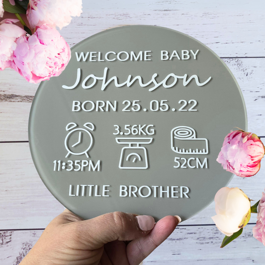 Acrylic Birth Announcement - Full Custom