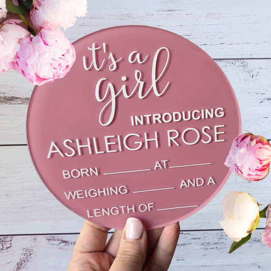 Acrylic Birth Announcement - It's a Girl/Boy