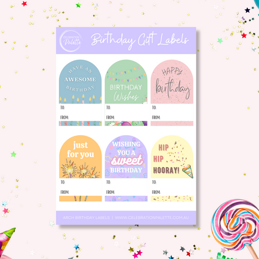 Gift Labels - Arch Birthday Labels
