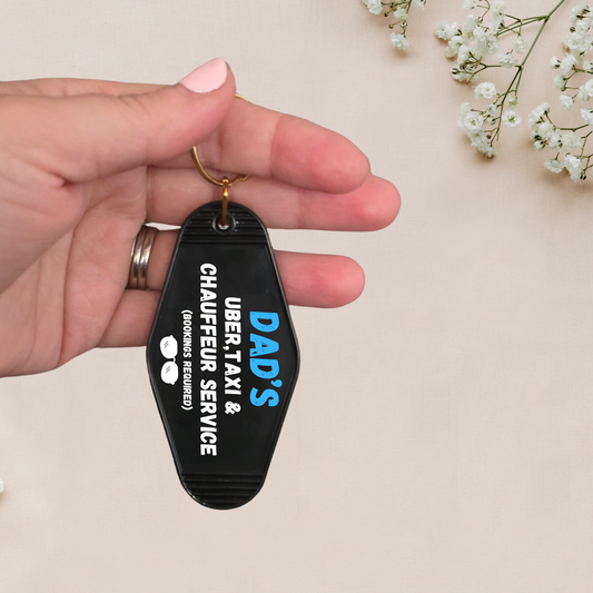 Motel Keychain - Dad's Uber, Taxi..