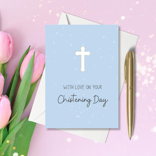 A6 Greeting Card - Christening Day (Blue)