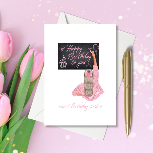 A6 Greeting Card - Cool Chick, Sweet Birthday Wishes