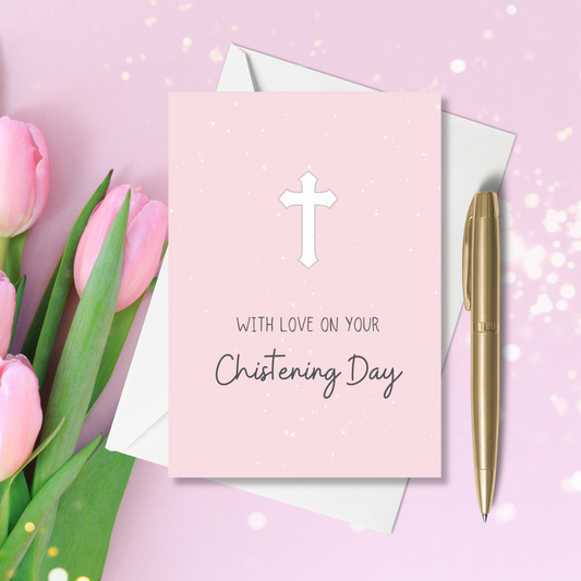 A6 Greeting Card - Christening Day (Pink)