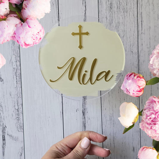 Cake Topper - Personalised Religious Cross